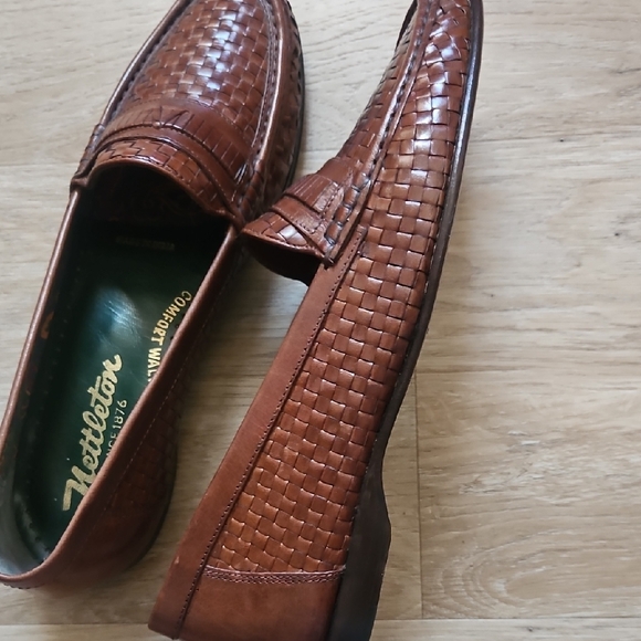 Nettleton Basket Woven Leather Loafers Comfort Walk in Cognac Brown - Size 11